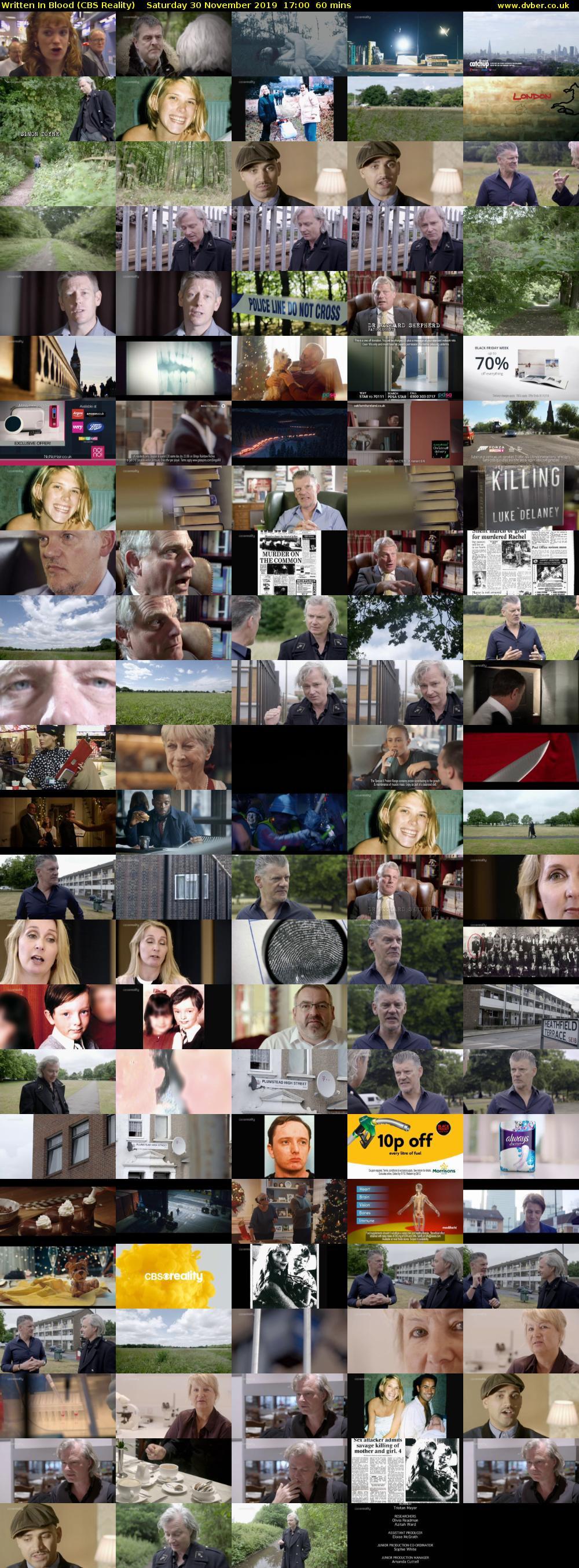Written In Blood (CBS Reality) Saturday 30 November 2019 17:00 - 18:00