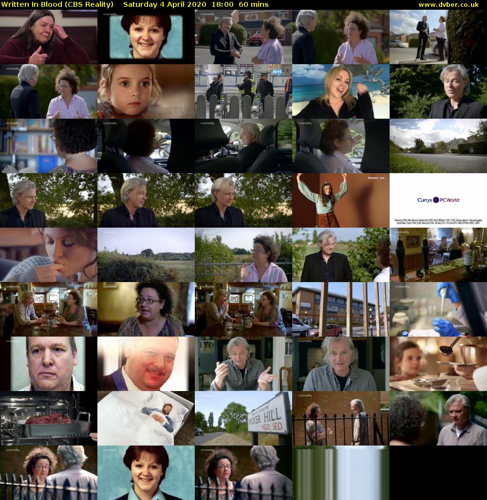 Written In Blood (CBS Reality) Saturday 4 April 2020 18:00 - 19:00