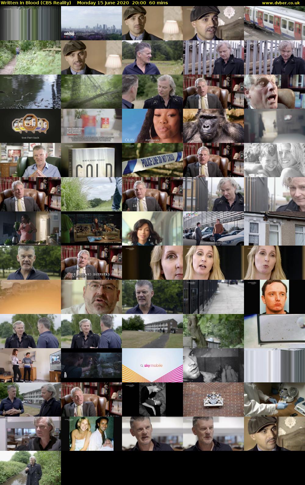 Written In Blood (CBS Reality) Monday 15 June 2020 20:00 - 21:00