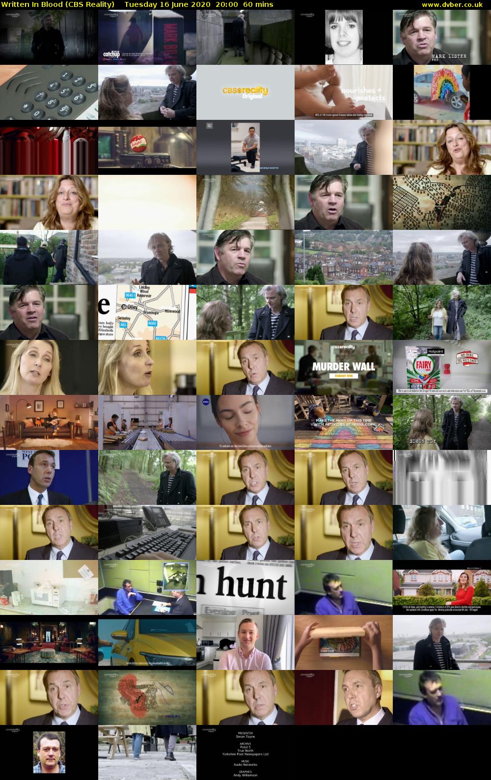 Written In Blood (CBS Reality) Tuesday 16 June 2020 20:00 - 21:00