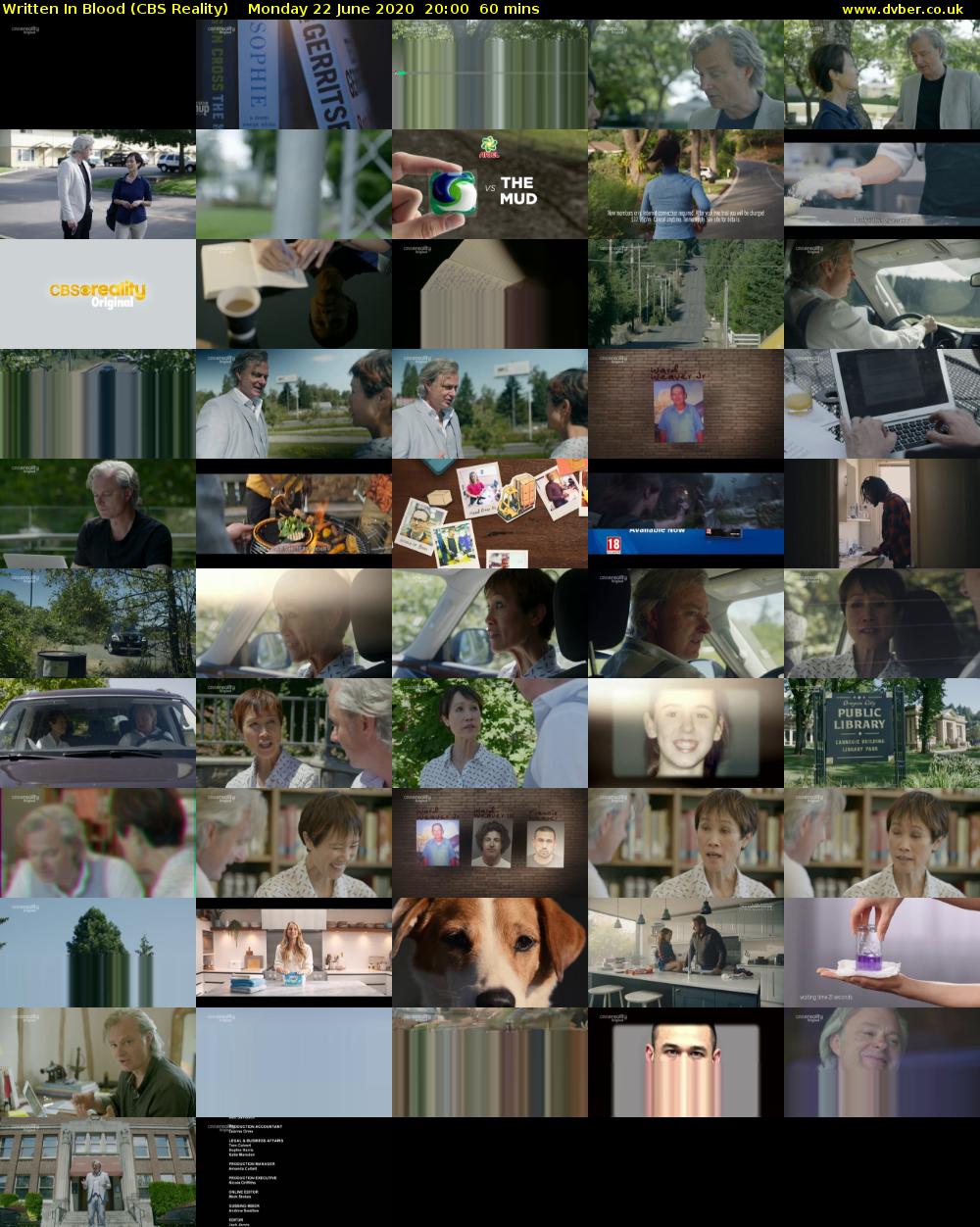 Written In Blood (CBS Reality) Monday 22 June 2020 20:00 - 21:00
