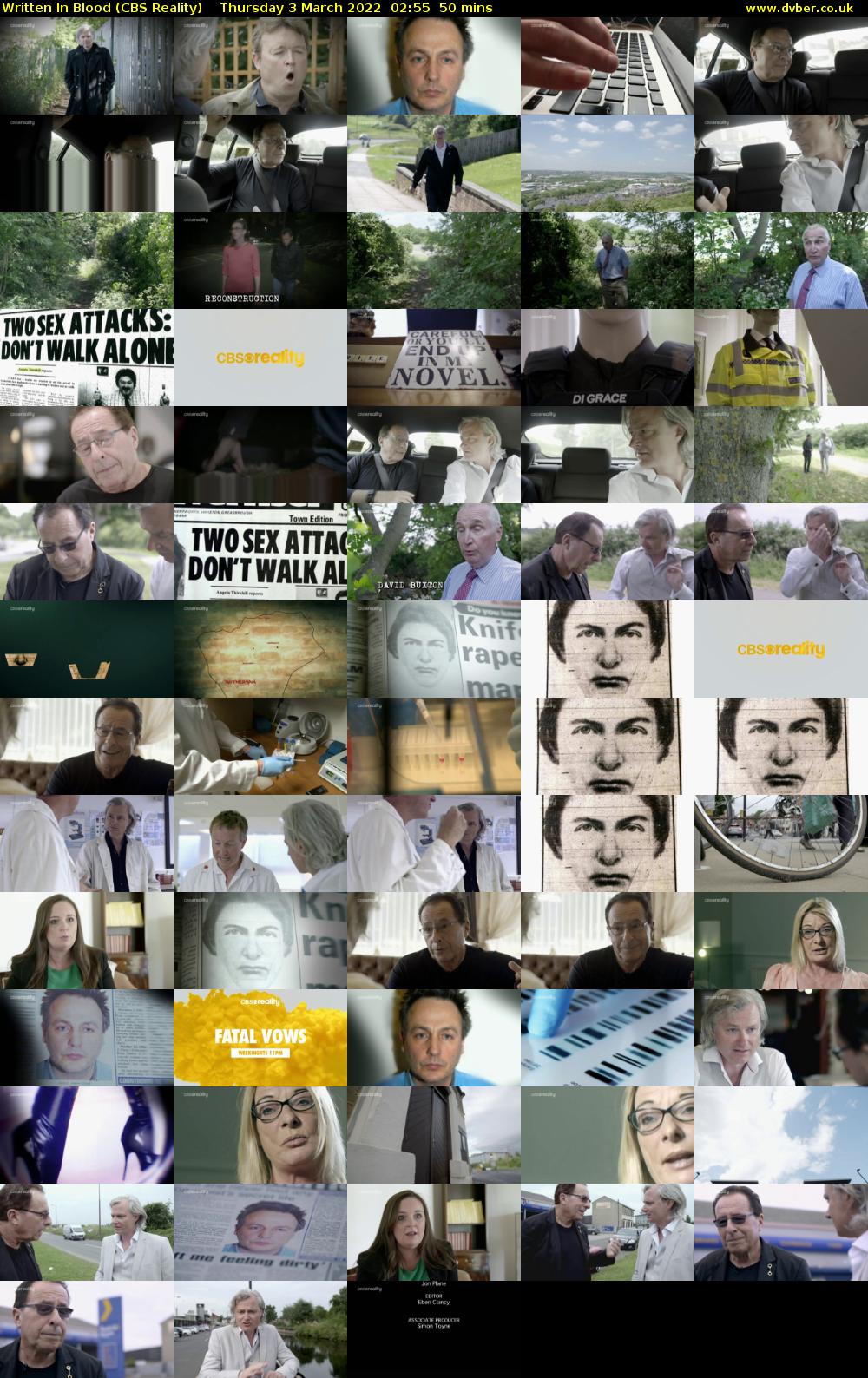 Written In Blood (CBS Reality) Thursday 3 March 2022 02:55 - 03:45