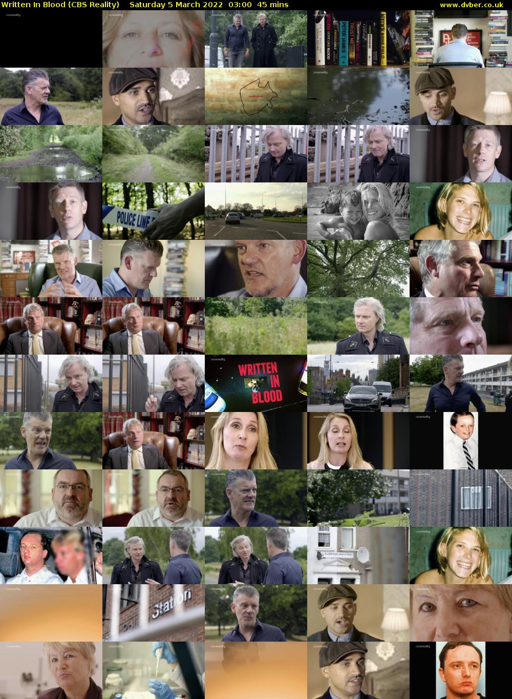Written In Blood (CBS Reality) Saturday 5 March 2022 03:00 - 03:45