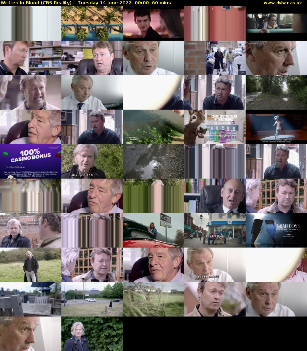 Written In Blood (CBS Reality) Tuesday 14 June 2022 00:00 - 01:00