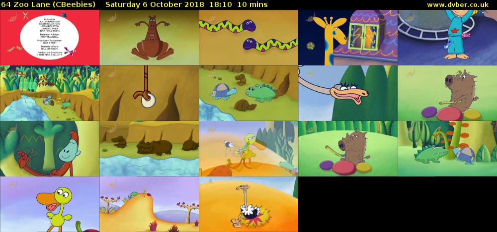 64 Zoo Lane (CBeebies) Saturday 6 October 2018 18:10 - 18:20