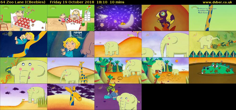 64 Zoo Lane (CBeebies) Friday 19 October 2018 18:10 - 18:20