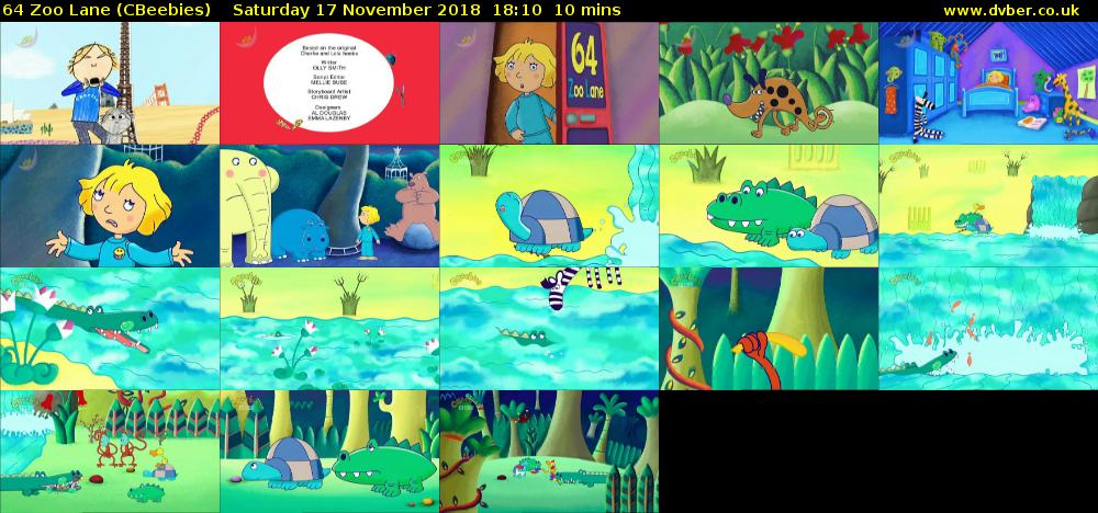 64 Zoo Lane (CBeebies) Saturday 17 November 2018 18:10 - 18:20
