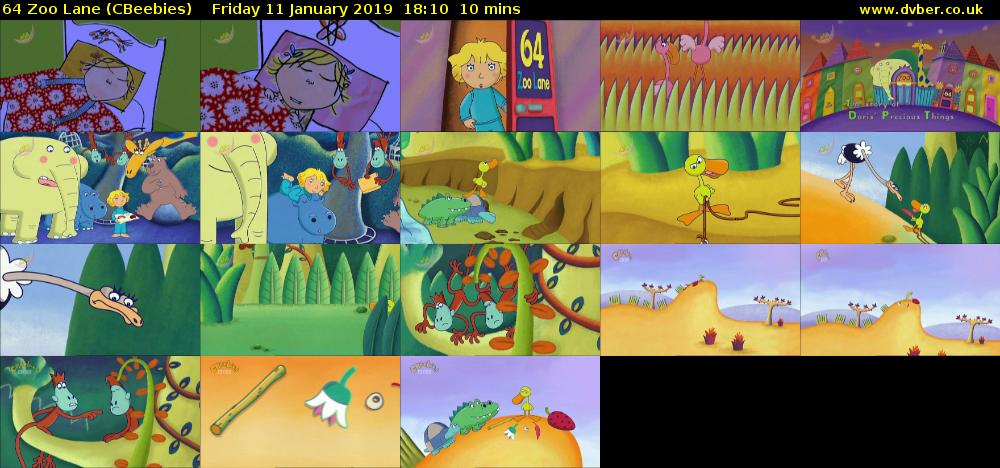 64 Zoo Lane (CBeebies) Friday 11 January 2019 18:10 - 18:20