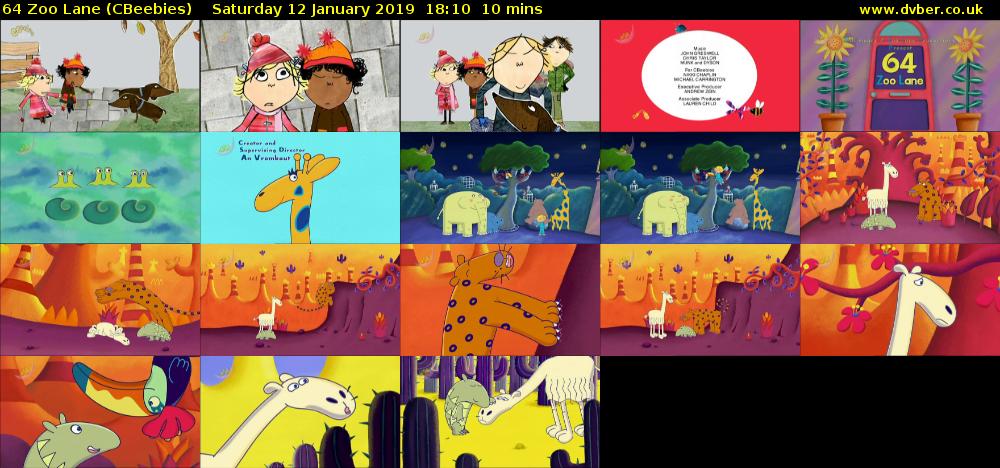 64 Zoo Lane (CBeebies) Saturday 12 January 2019 18:10 - 18:20