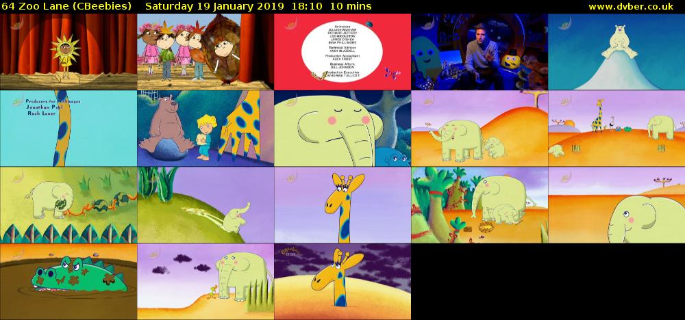 64 Zoo Lane (CBeebies) Saturday 19 January 2019 18:10 - 18:20