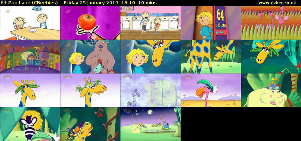 64 Zoo Lane (CBeebies) Friday 25 January 2019 18:10 - 18:20