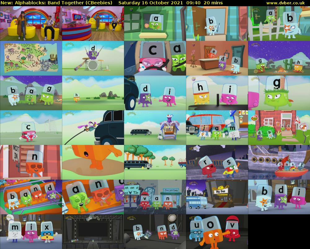 Alphablocks: Band Together (CBeebies) Saturday 16 October 2021 09:40 - 10:00