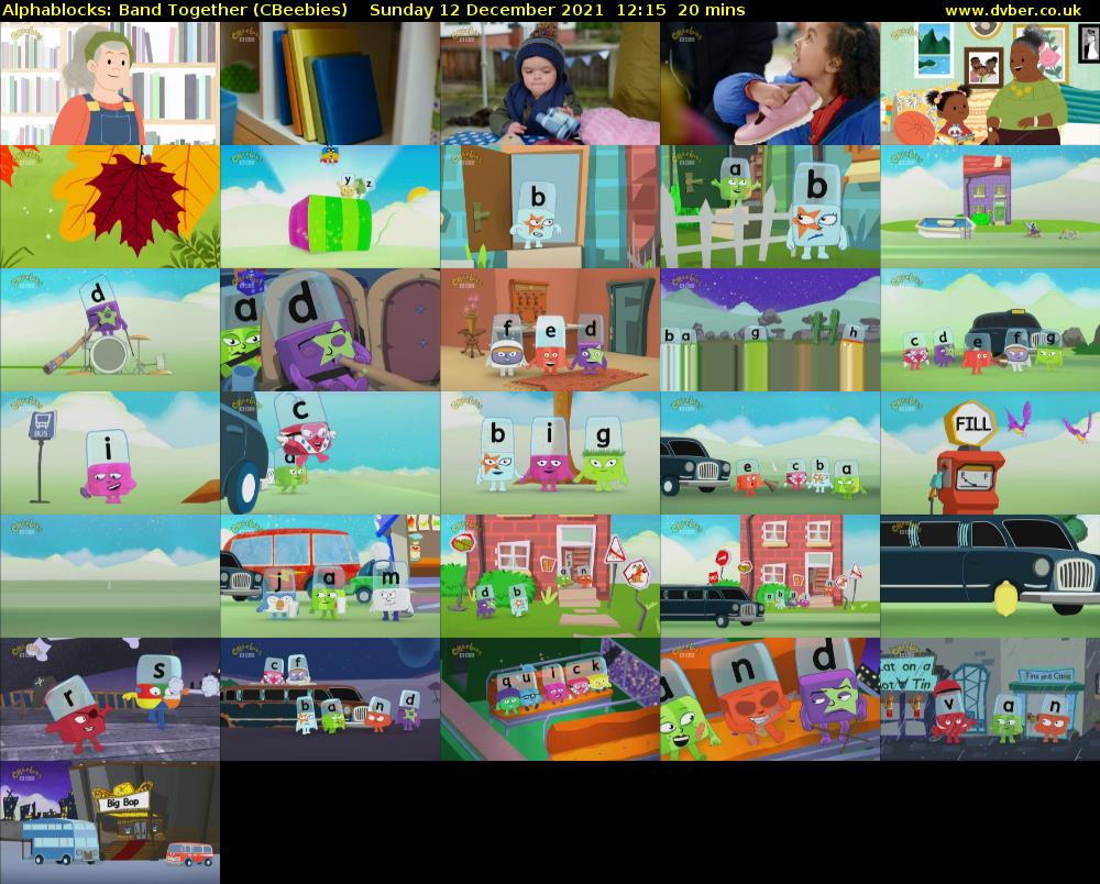Alphablocks: Band Together (CBeebies) Sunday 12 December 2021 12:15 - 12:35