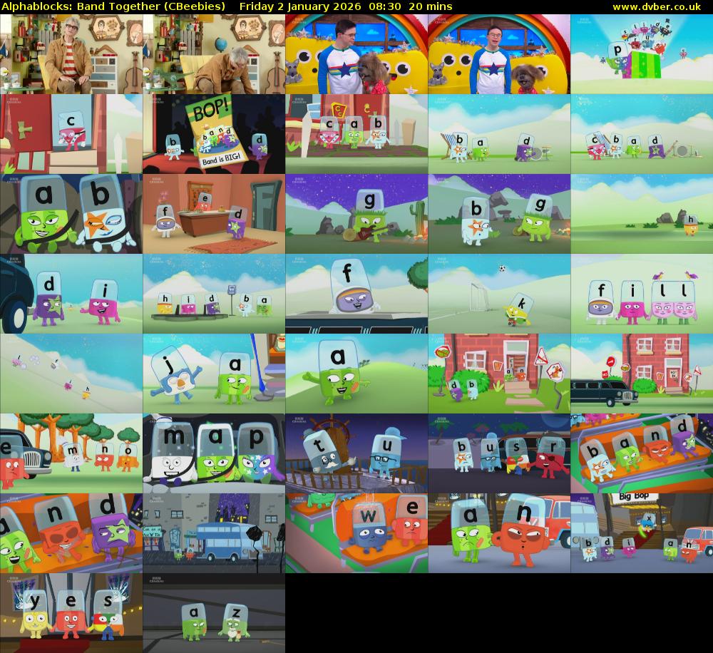 Alphablocks: Band Together (CBeebies) Friday 2 January 2026 08:30 - 08:50