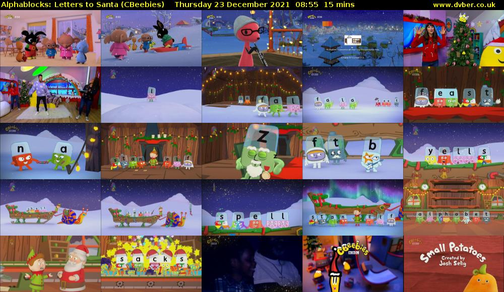 Alphablocks: Letters to Santa (CBeebies) Thursday 23 December 2021 08:55 - 09:10