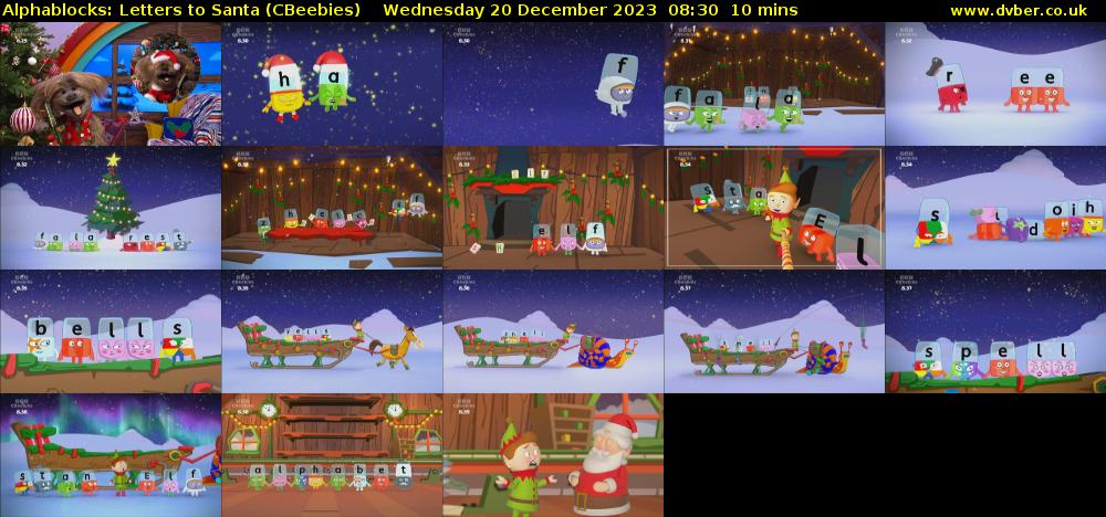 Alphablocks: Letters to Santa (CBeebies) Wednesday 20 December 2023 08:30 - 08:40