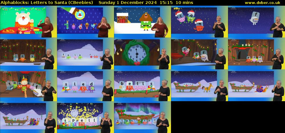 Alphablocks: Letters to Santa (CBeebies) Sunday 1 December 2024 15:15 - 15:25