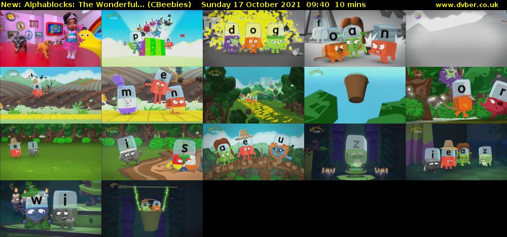 Alphablocks: The Wonderful... (CBeebies) Sunday 17 October 2021 09:40 - 09:50
