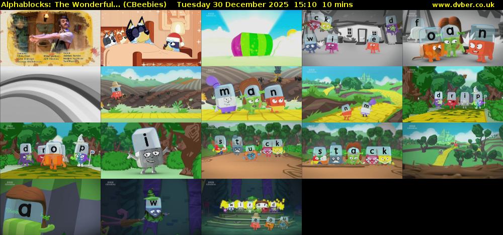 Alphablocks: The Wonderful... (CBeebies) Tuesday 30 December 2025 15:10 - 15:20