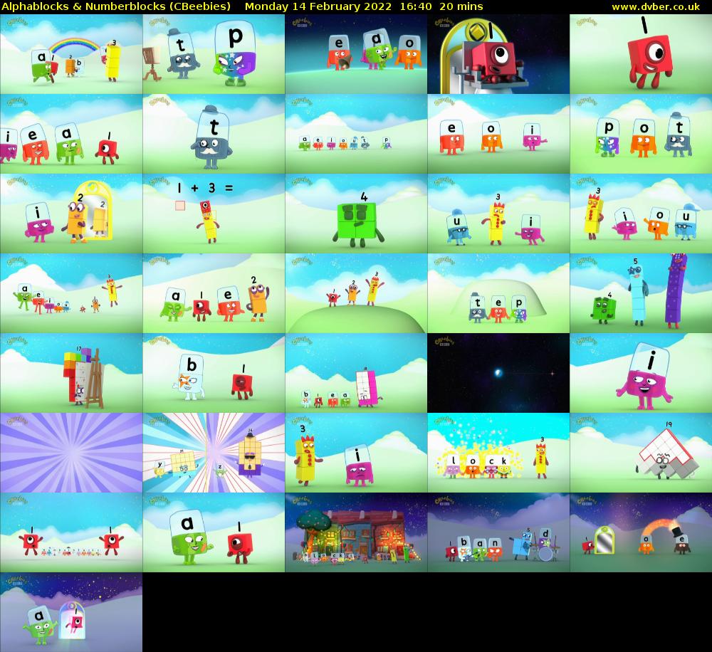 Alphablocks & Numberblocks (CBeebies) Monday 14 February 2022 16:40 - 17:00