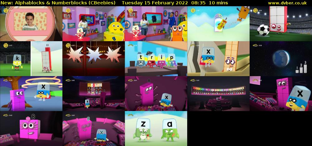 Alphablocks & Numberblocks (CBeebies) Tuesday 15 February 2022 08:35 - 08:45