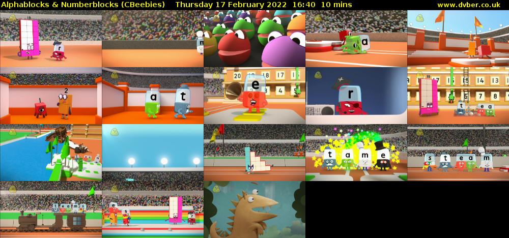 Alphablocks & Numberblocks (CBeebies) Thursday 17 February 2022 16:40 - 16:50