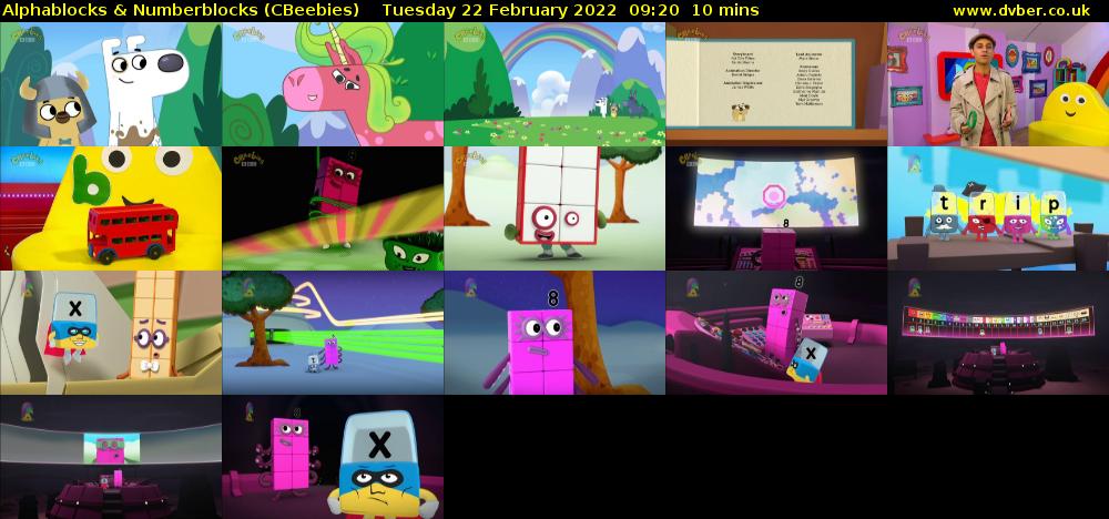 Alphablocks & Numberblocks (CBeebies) Tuesday 22 February 2022 09:20 - 09:30