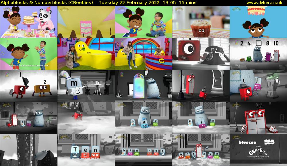 Alphablocks & Numberblocks (CBeebies) Tuesday 22 February 2022 13:05 - 13:20