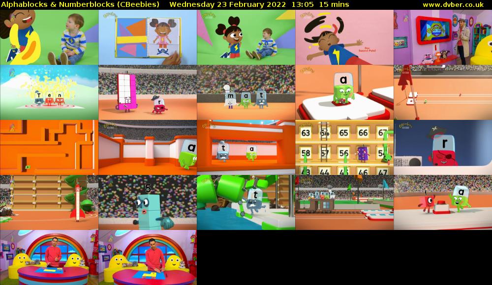 Alphablocks & Numberblocks (CBeebies) Wednesday 23 February 2022 13:05 - 13:20