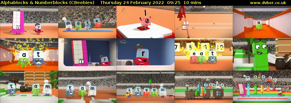 Alphablocks & Numberblocks (CBeebies) Thursday 24 February 2022 09:25 - 09:35