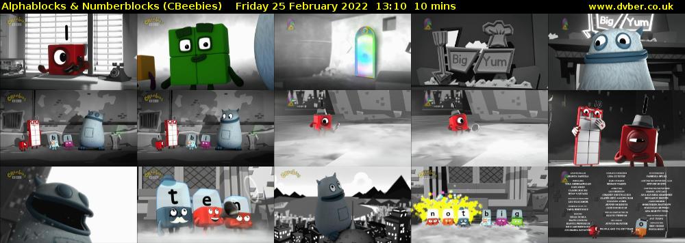 Alphablocks & Numberblocks (CBeebies) Friday 25 February 2022 13:10 - 13:20