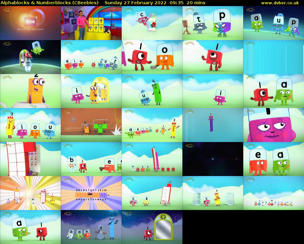 Alphablocks & Numberblocks (CBeebies) Sunday 27 February 2022 09:35 - 09:55