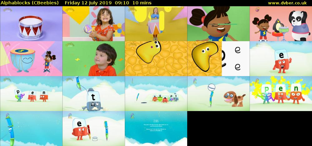 Alphablocks (CBeebies) Friday 12 July 2019 09:10 - 09:20