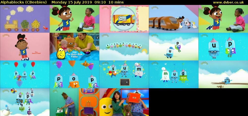 Alphablocks (CBeebies) Monday 15 July 2019 09:10 - 09:20
