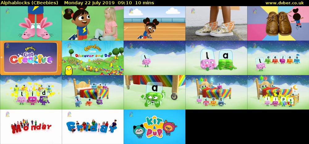 Alphablocks (CBeebies) Monday 22 July 2019 09:10 - 09:20