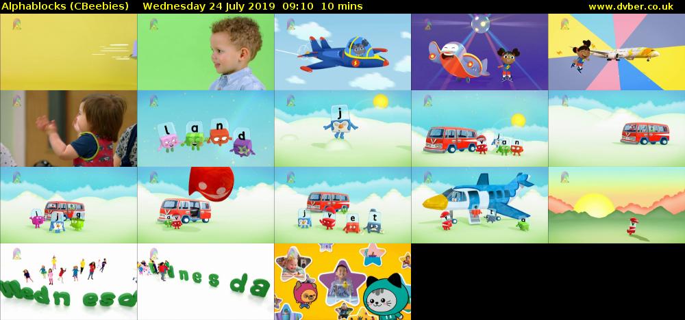 Alphablocks (CBeebies) Wednesday 24 July 2019 09:10 - 09:20