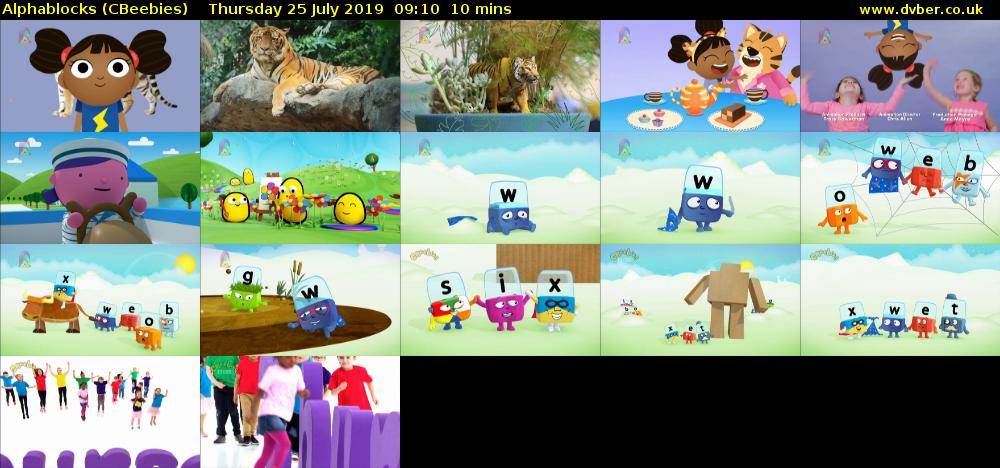 Alphablocks (CBeebies) Thursday 25 July 2019 09:10 - 09:20