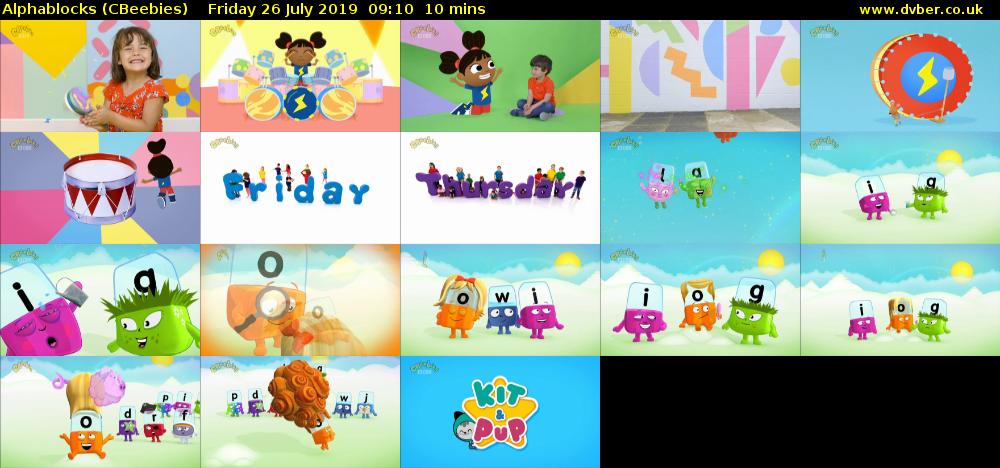 Alphablocks (CBeebies) Friday 26 July 2019 09:10 - 09:20