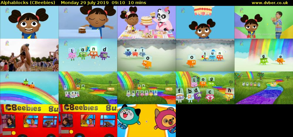 Alphablocks (CBeebies) Monday 29 July 2019 09:10 - 09:20