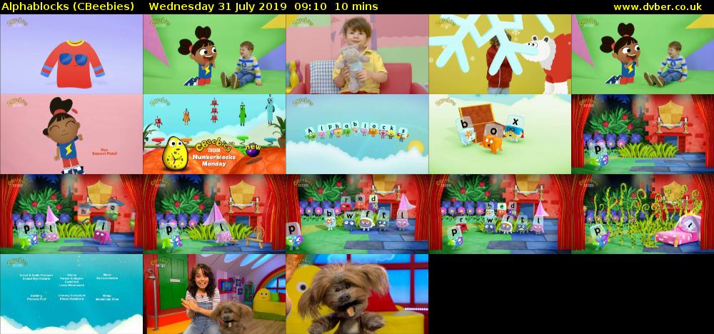 Alphablocks (CBeebies) Wednesday 31 July 2019 09:10 - 09:20