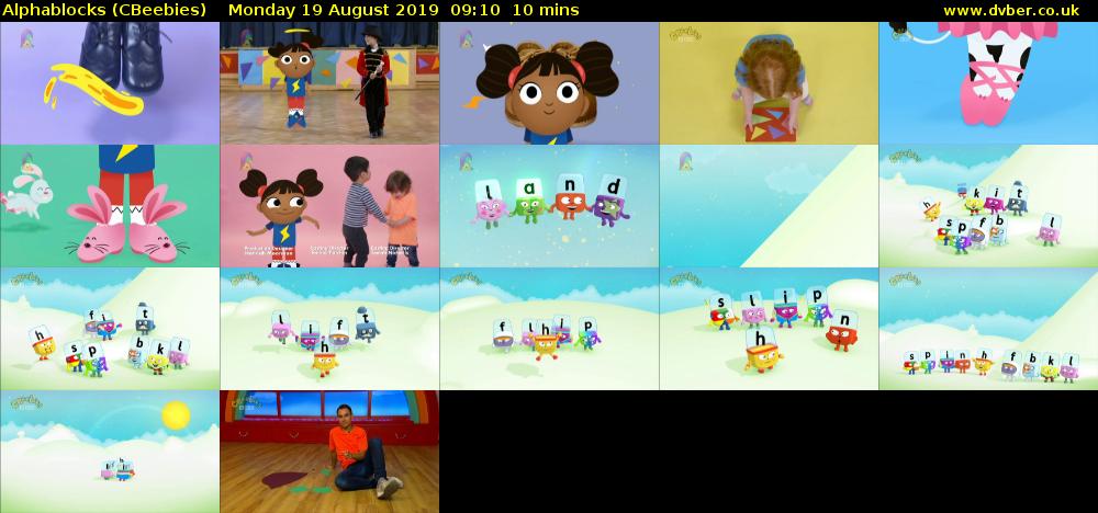 Alphablocks (CBeebies) Monday 19 August 2019 09:10 - 09:20