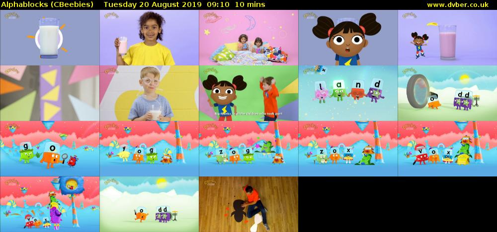 Alphablocks (CBeebies) Tuesday 20 August 2019 09:10 - 09:20