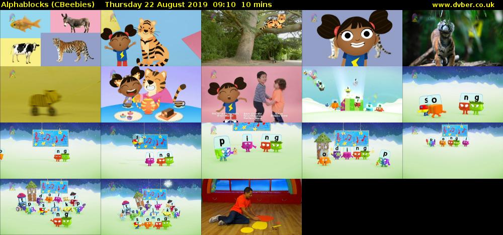 Alphablocks (CBeebies) Thursday 22 August 2019 09:10 - 09:20