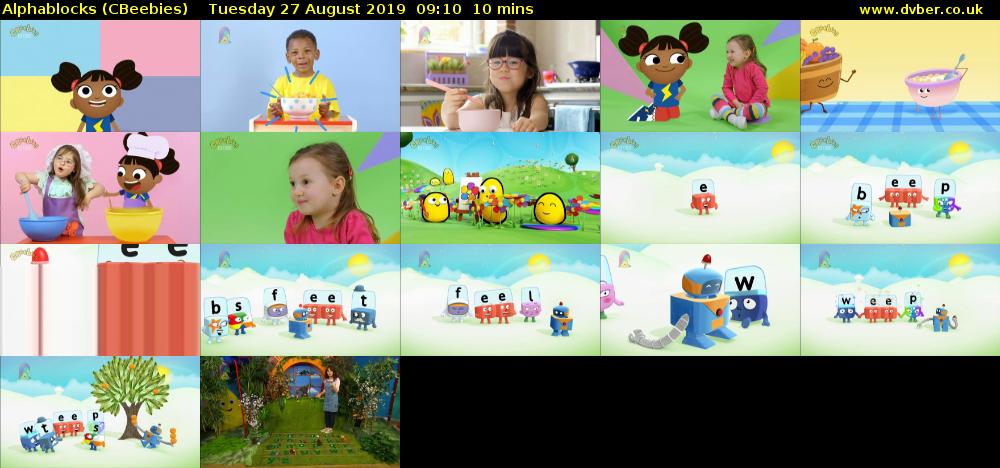 Alphablocks (CBeebies) Tuesday 27 August 2019 09:10 - 09:20