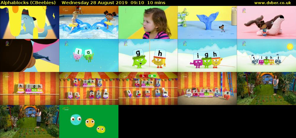 Alphablocks (CBeebies) Wednesday 28 August 2019 09:10 - 09:20