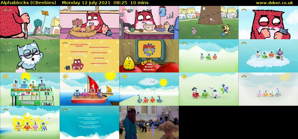 Alphablocks (CBeebies) Monday 12 July 2021 08:25 - 08:35