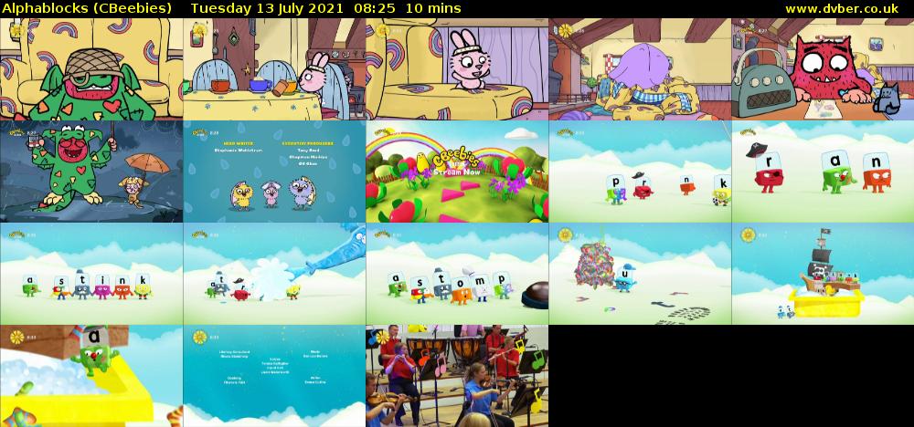 Alphablocks (CBeebies) Tuesday 13 July 2021 08:25 - 08:35