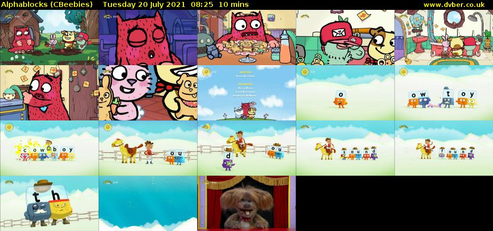 Alphablocks (CBeebies) Tuesday 20 July 2021 08:25 - 08:35