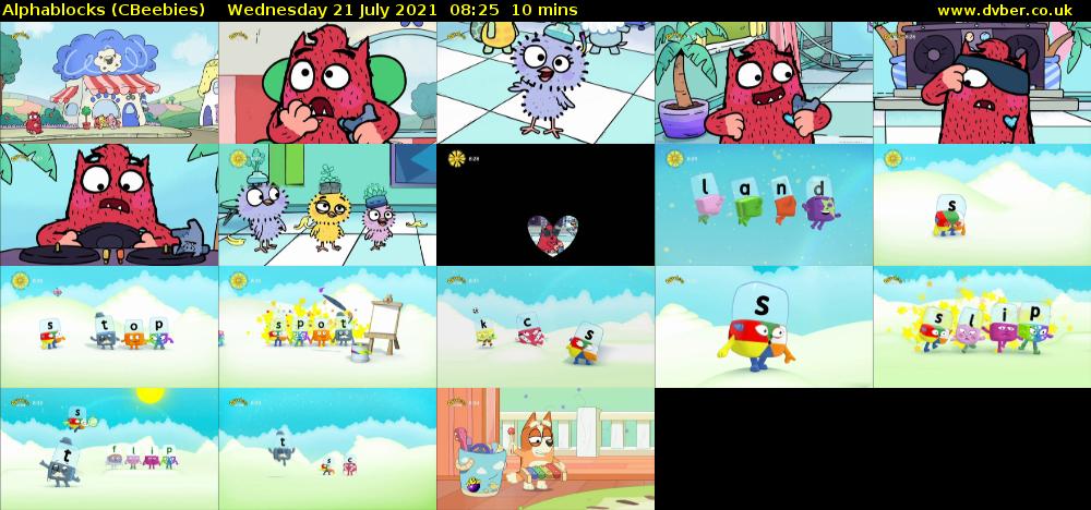 Alphablocks (CBeebies) Wednesday 21 July 2021 08:25 - 08:35