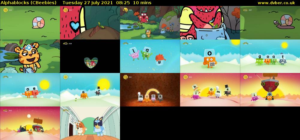 Alphablocks (CBeebies) Tuesday 27 July 2021 08:25 - 08:35